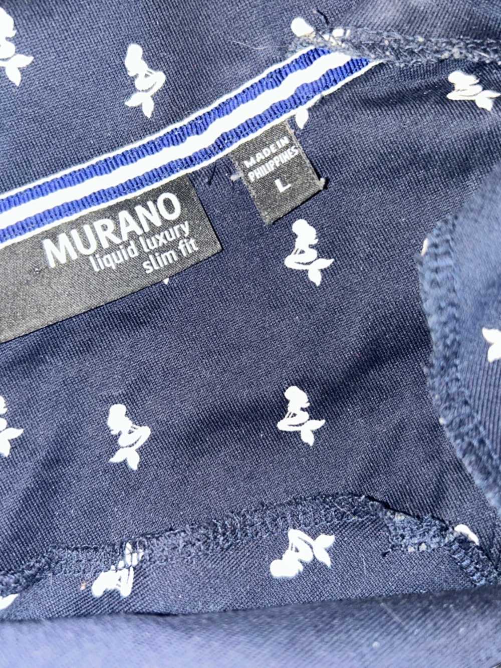 Murano Liquid Luxury Navy Polo with White Mermaid Motif - Picture 2 of 5